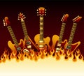 Guitars in flames Royalty Free Stock Photo