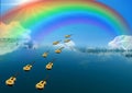 Guitars fly away for a dream. Royalty Free Stock Photo