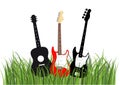 Guitars in grass Royalty Free Stock Photo