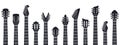 Guitars headstock. Rock music guitar necks silhouette. Electric and acoustic music guitars isolated vector illustration