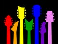 Guitars headstock vector electric neck colorful abstract icon. Guitar head acoustic rock instrument logo icon