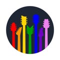 Guitars headstock vector electric neck colorful abstract icon. Guitar head acoustic rock instrument logo icon Royalty Free Stock Photo