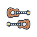 Color illustration icon for Guitars, ukulele and acoustic