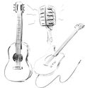 Guitars and microphone sketches.