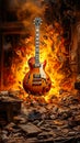 Guitars Music Objects with fire generative AI