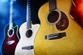 Guitars on stage background Royalty Free Stock Photo