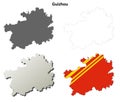 Guizhou blank outline map set