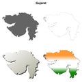 Gujarat blank detailed outline map set Royalty Free Stock Photo