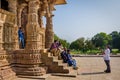 Visitors at Sun Temple, Modhera Gujarat. Royalty Free Stock Photo