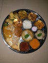 Gujarati Thali For Indian Food. Indian Testy Food In One Thali. Best indian Food made in home Royalty Free Stock Photo