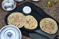 Gujarati traditional sorghum ki roti or pearl millet flat bread. farmer\'s lunch or common items eaten Royalty Free Stock Photo