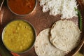 Gujarati Tuvar Dal dish with rice and roti