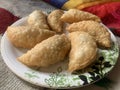 Gujiya or gujia or karanji - sweet dumplings. Indian snack made on diwali, holi and for celebrations