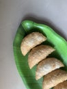 Gujiya or gujia or karanji - sweet dumplings. ndian snack made on diwali, holi and for celebrations .