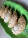 Gujiya or gujia or karanji - sweet dumplings. ndian snack made on diwali, holi and for celebrations .