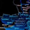 gujraj state of India name presented on geographical location map