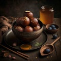 Gulab Jamoon. Indian sweet Food. Generative AI