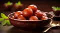 Gulab jamun made with condensed milk, flour and sugar, AI Generated Royalty Free Stock Photo