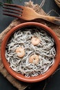 Gulas with garlic and prawns Royalty Free Stock Photo