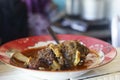 Gule Balungan Kambing Madura is a savory Indonesian dish that features Madurese style goat ribs stewed in a fragrant and