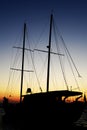 Gulet silhouette at sunset Royalty Free Stock Photo