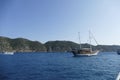 Gulet yacht anchored in the harbor Royalty Free Stock Photo