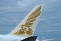 Gulf Air First Boeing 787-9 tail featuring logo Royalty Free Stock Photo