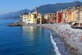 The gulf and beach of Camogli Italia