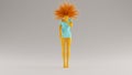 Gulf Blue Turquoise and Orange Girl Holding Her Hand Out with a Bad Hair Day Royalty Free Stock Photo