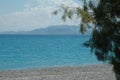 Gulf of Corinth with mountains on horizon at Kiato, Greece