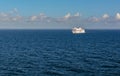 White Tallink passenger cruise ferry boat MS Victoria I floating at blue Baltic sea water