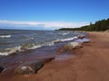 Gulf of Finland coast. Pine forest and beach on the North sea coast. Royalty Free Stock Photo