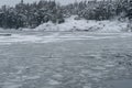 Gulf of Finland in winter, between islands, ice floes on the sea. Royalty Free Stock Photo