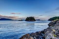 Rocky shorelines along the Gulf Islands off the shores of Vancouver Island