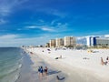 Gulf of Mexico beach in Florida. white sand and hotels along the ocean