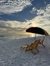 Gulf of Mexico sunset with beach chairs