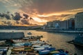 Sunset of the bay of Naples in Southern Italy Royalty Free Stock Photo