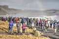 Tourists at Gulfoss waterfall Royalty Free Stock Photo