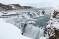 Gulfoss Waterfall Iceland Winter Royalty Free Stock Photo