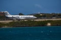 Gulfstream G450 leaving Aruba Royalty Free Stock Photo