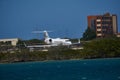 Gulfstream G450 leaving Aruba Royalty Free Stock Photo