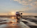 Gulfstream G650 with a sunset in the backround Royalty Free Stock Photo