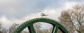 Gull perched on the old Mill wheel by the weir near Wetherby Bridge, Wetherby, UK Royalty Free Stock Photo