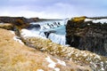 Gullfoss falls on the Golden Circle route in southwestern Iceland Royalty Free Stock Photo