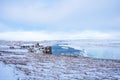 GULLFOSS, ICELAND - March 4, 2020: Tourists at the observation deck look at Gullfoss waterfall in Iceland