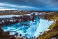 Gullfoss waterfall famous landmark in Iceland Royalty Free Stock Photo