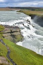Gullfoss waterfall in Iceland, a tourist attraction