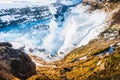 Gullfoss waterfall view and winter Lanscape picture in the winter season