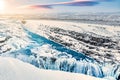Gullfoss waterfall during winter, in Iceland. Royalty Free Stock Photo