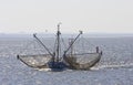 Gulls behind dutch shrimper, Wadden Sea, Ameland